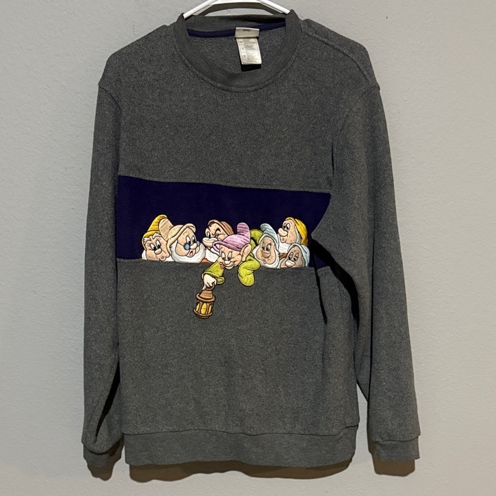 Rare Vintage Disney Gray fleece Sweatshirt with Seven Dwarfs - Snow White Sz